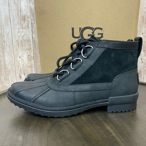 UGG Heather Leather Waterproof Lace Up Boot Size 6 Women - Picture 4 of 14